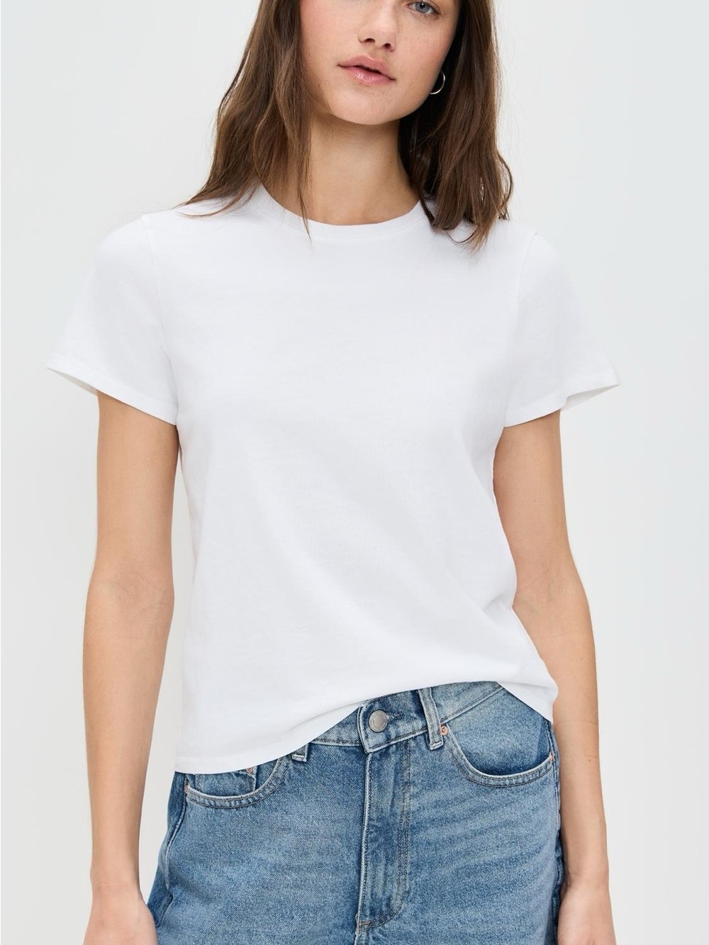 ATM Sz L Classic White Cotton Basic Short Sleeves Tee Shirt